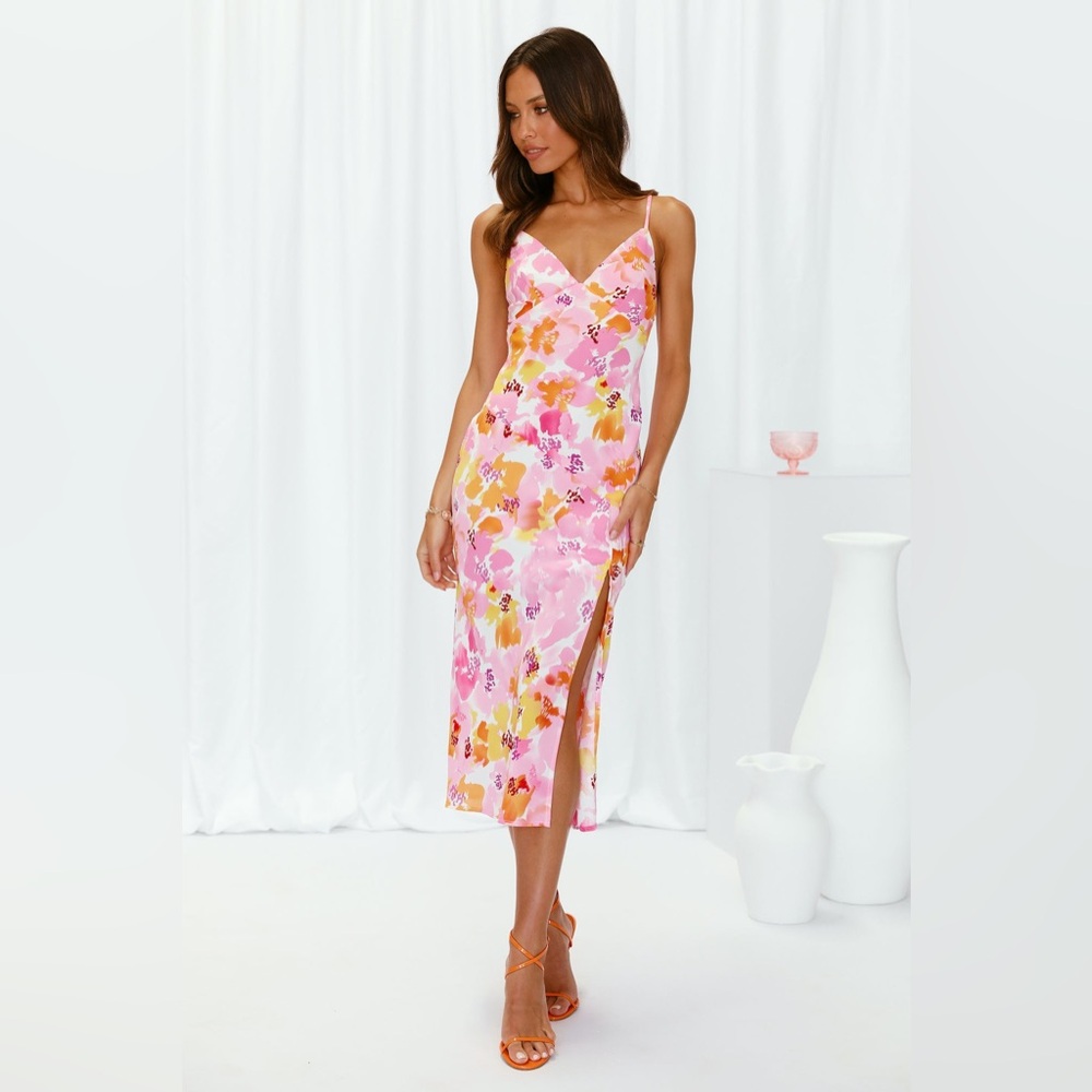 Hello Molly SWIPE MIDI DRESS PINK